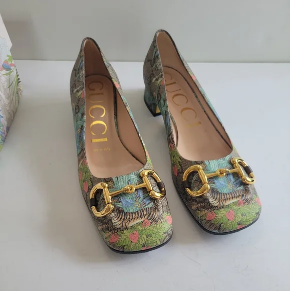 Gucci Women's Floral Print Loafers - Multicolor Year Of Tiger RARE Size 7 NIB - Picture 1 of 8